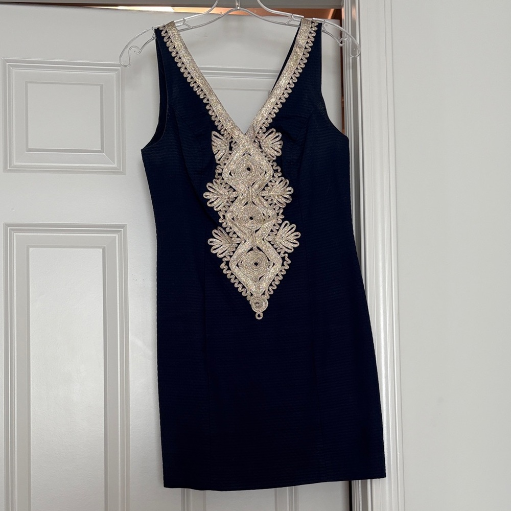 Lilly Pulitzer Navy Dress with Cream Detailing